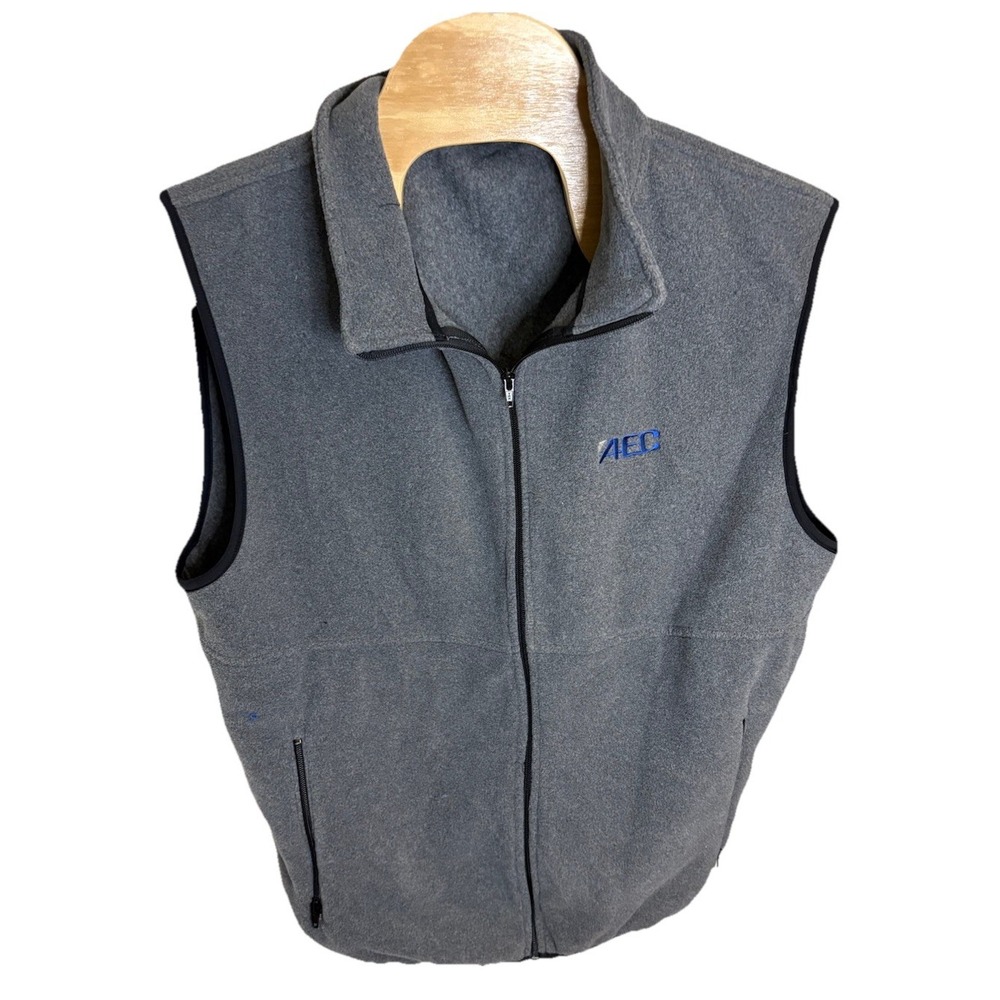 Port Authority Vest Men Extra Large Gray Black Full Zip Polyester Fleece Pockets